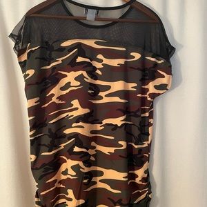 Mesh Women’s Blouse with Army Fatigue on the Bottom